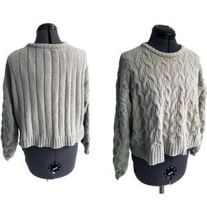 Moon & Madison Women's Putty Gray Super Soft Bulky knit Pullover Sweater Size M